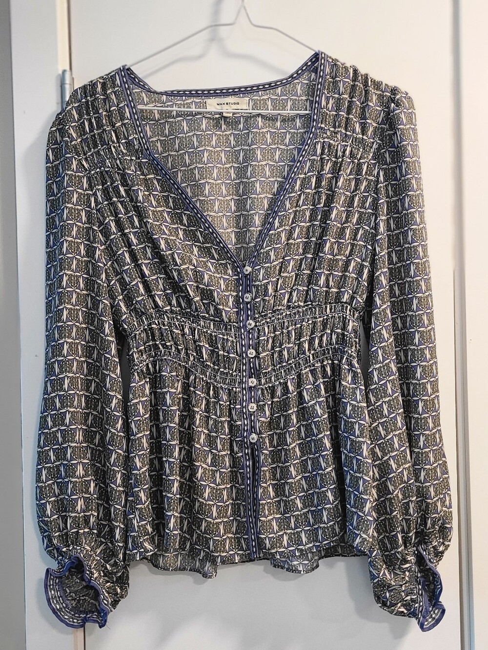 Max Studio Boho Peplum Blouse Size S 💙